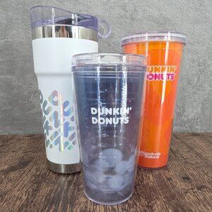 Dunkin Donuts Tumblers Coffee Drinks Bundle Set of 3 Coffee Cold Hot To Go Gifts